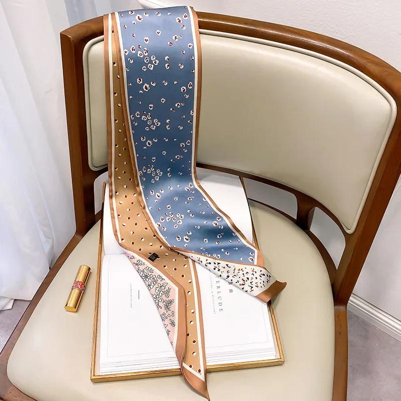 Design Print Skinny Scarf Plaid Horse Hairband Scarves Women Narrow Silk Scarfs Bag Ribbons Luxury Wrist Towel Foulard