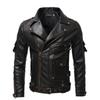 Mens PU Leather Biker Jacket With Multiple Pockets Casual Motorcycle Riding Coat Winter