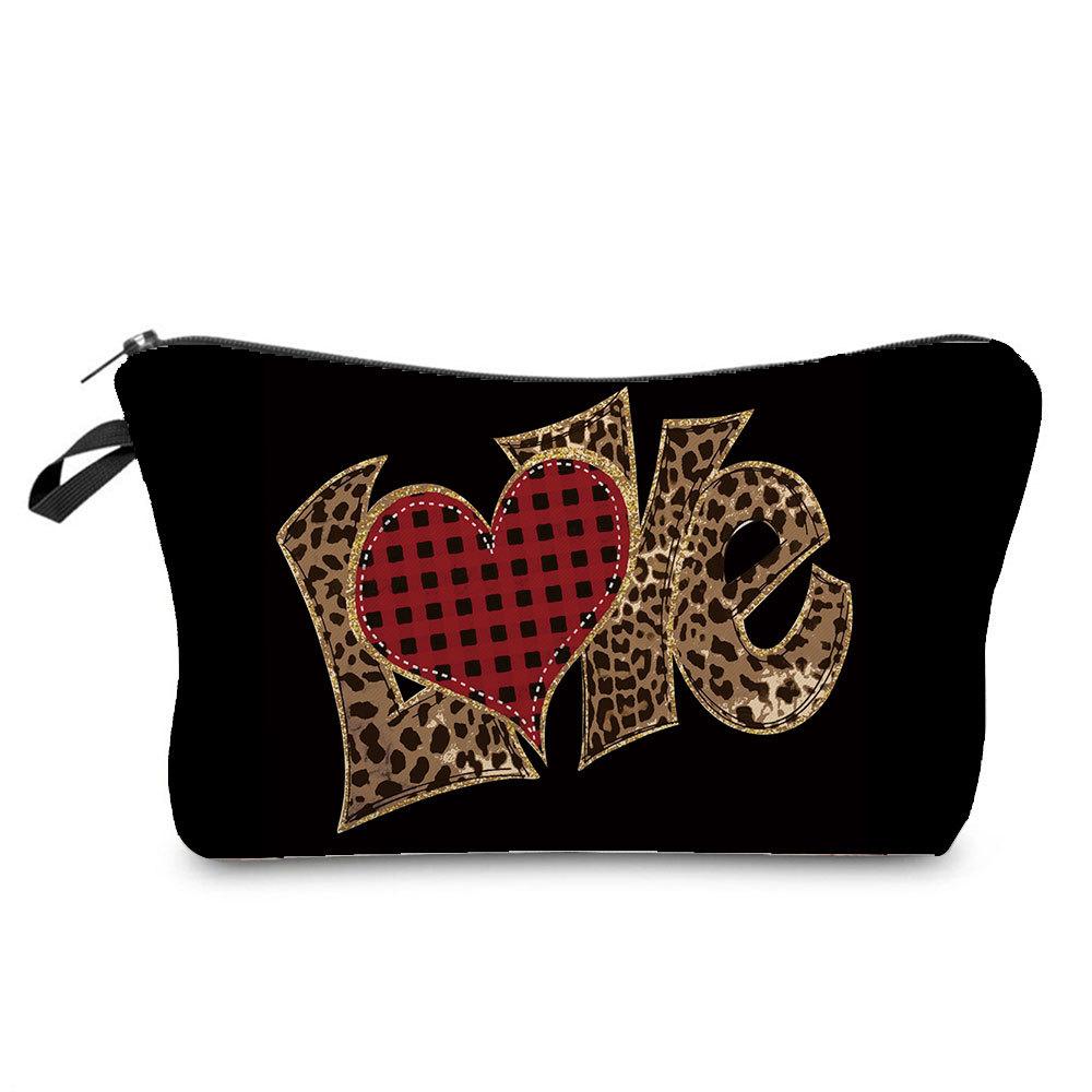 Women Hearts Print Cosmetic Bag Toiletries Organize Travel Storage Case KTB