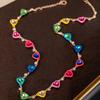 Colorful Retro Heart Pendant Necklace – Vintage Sweetness for Women