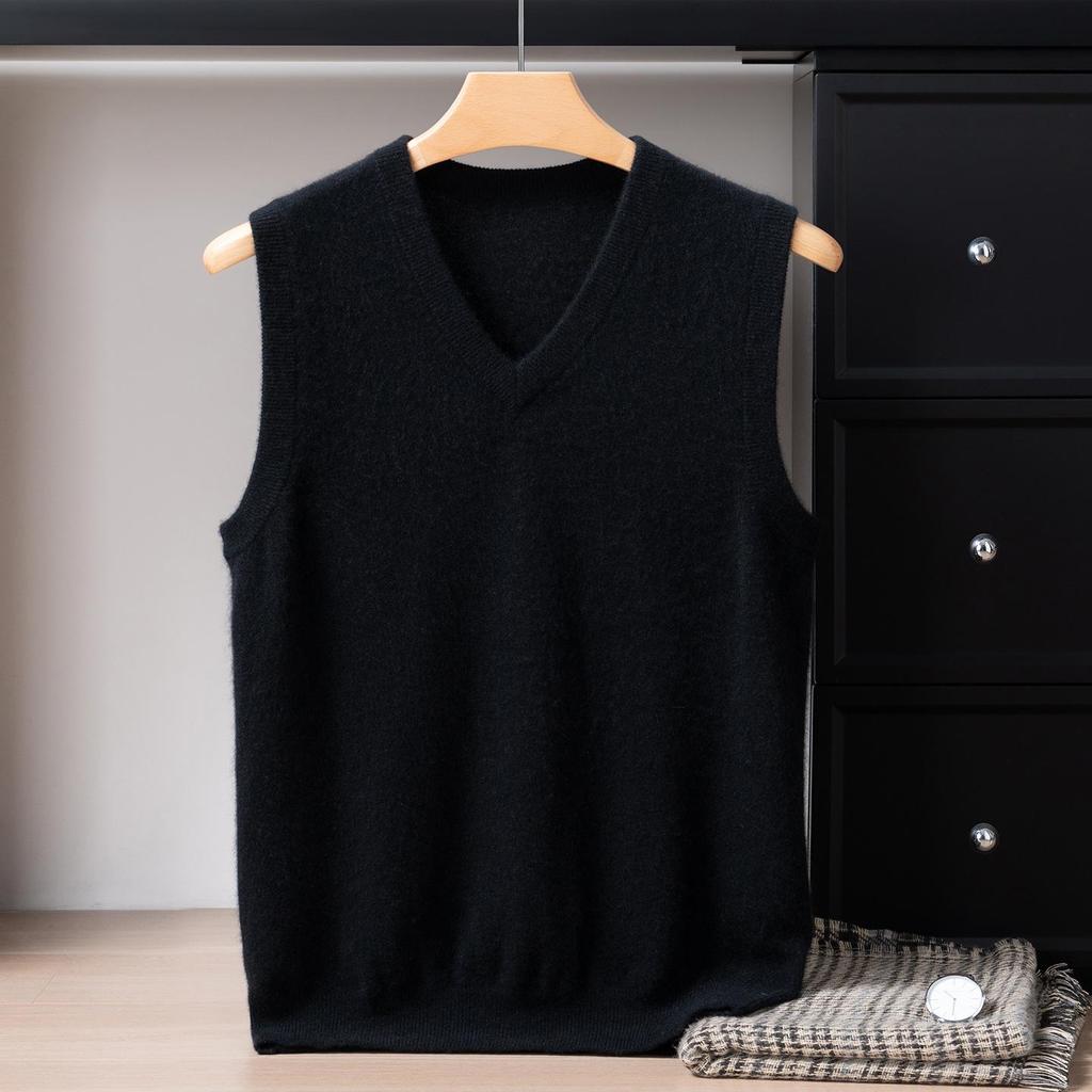 Men's Cashmere V-Neck Sleeveless Knit Vest - 2025 Autumn/Winter Collection