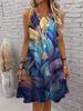 Lässiges Damen Tanktop-Kleid Sommer Ärmellos O-Ausschnitt 3D-Druck Locker A-Linien-Kleid Strand-Westenkleid