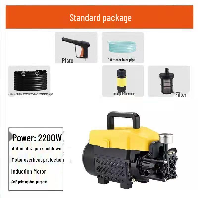 220V Portable High-Pressure Automatic Car Washer with Brush and Water Gun