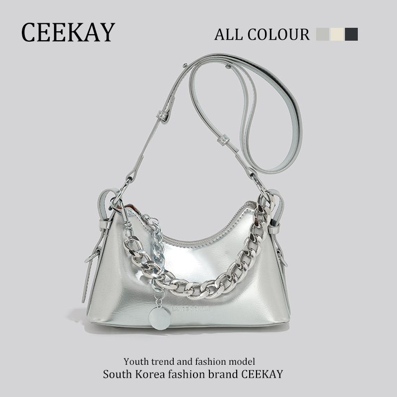 

Ceekay Genuine Goods Niche Style Chain Underarm Bag Fancy Accessible Luxury Popular Small Bag Female 2025 New Crossbody Bag Silver