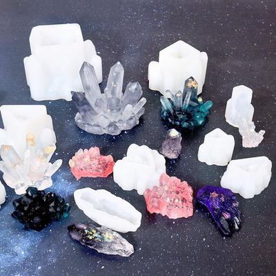 DIY Kristall-Epoxidharz-Form, Kristall-Cluster-Stein-Ornamente, mattierte dekorative Silikonform