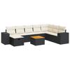VidaXL Salon de jardin 9 pcs avec coussins noir résine tressée, ensemble de canapés d'extérieur, ensemble de canapé d'angle 3325885