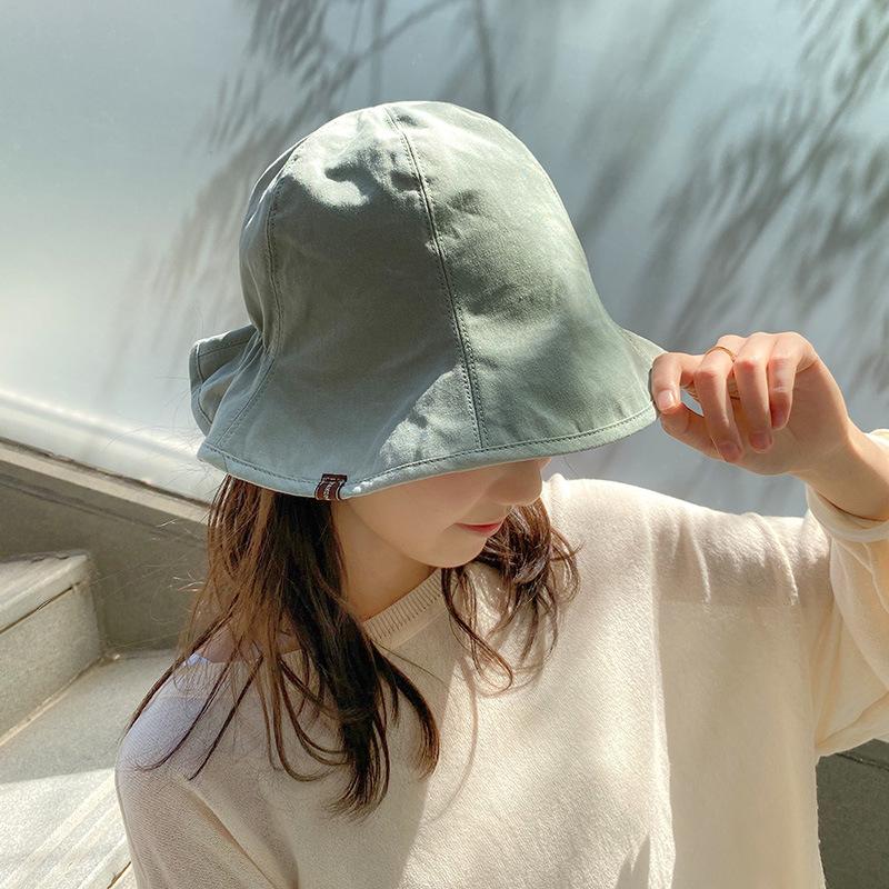 Fashion Fisherman's Hat Female Spring and Summer Pleated Elastic Show Face Small Sun Hat Female Summer Small Brim Color Combination Leisure Basin Hat