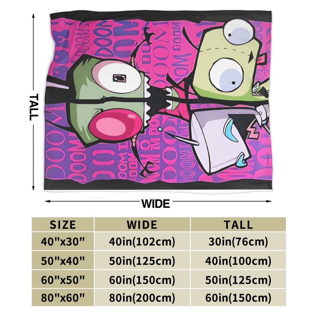 Invader Zim Movie Blanket  Soft Aesthetic Plush Throw Blanket For Bedroom Airplane Travel Flannel Bedspread Bed Cover