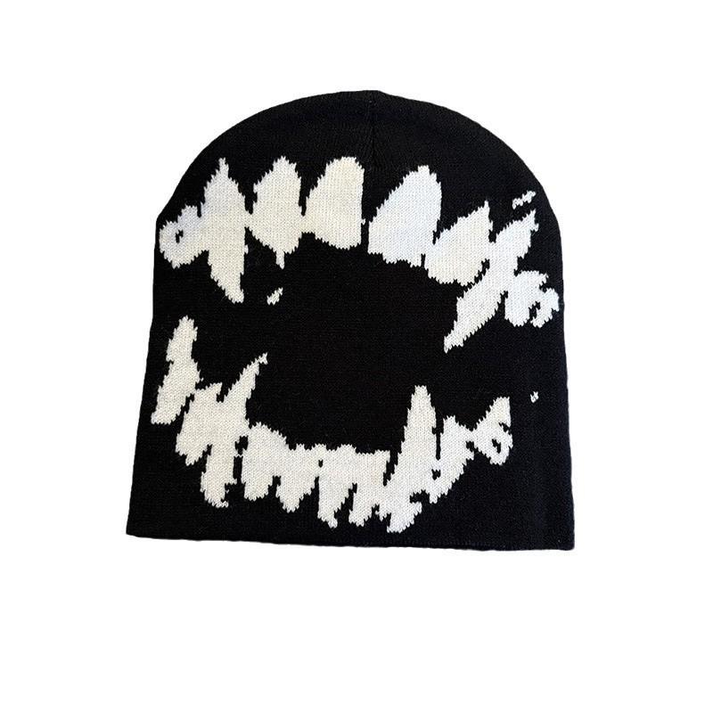 Funny American Style Knit Beanie Women Retro Jacquard Streetwear Winter Fall Warm Hat