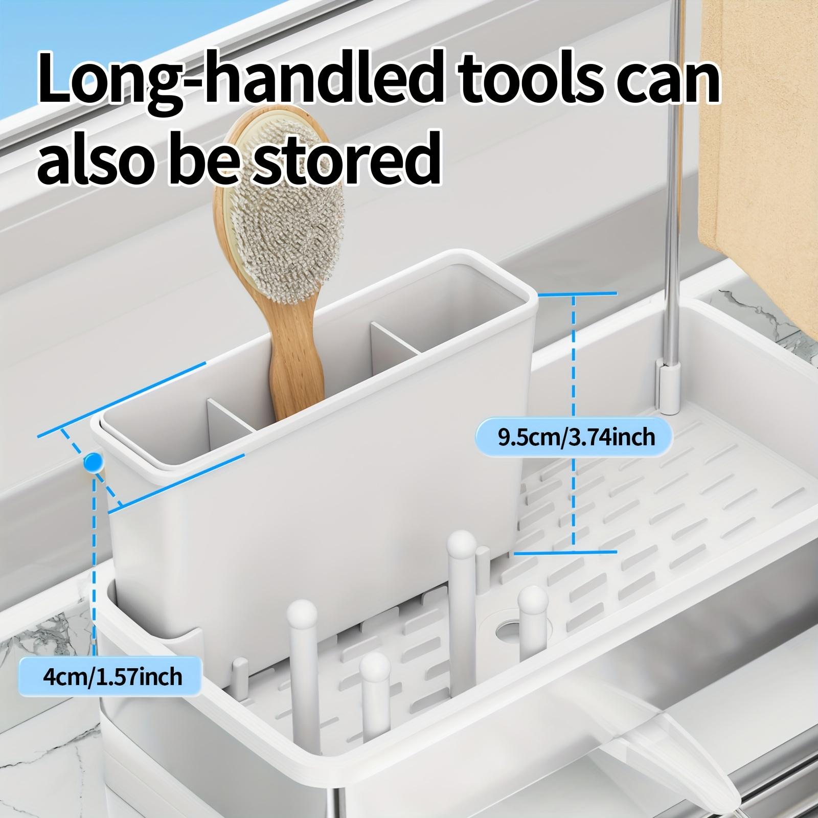 Supporto Per Spugna Vanwood Per Lavello Da Cucina In Acciaio Inox 304 – Con Vassoio Autodrenante E 4 Ventose Antiscivolo, Organizer Per Spazzole E Detergenti, Portasapone Da Banco