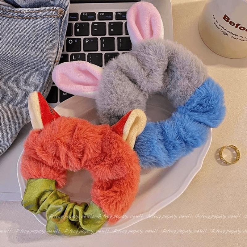 Plüschfuchs Ohren Haargummi Fuchs Nick Haarkreis Cartoon Niedliche Haaraccessoires Neues Kaninchen Kopfseil Flauschiges Haarband für Damen Mädchen