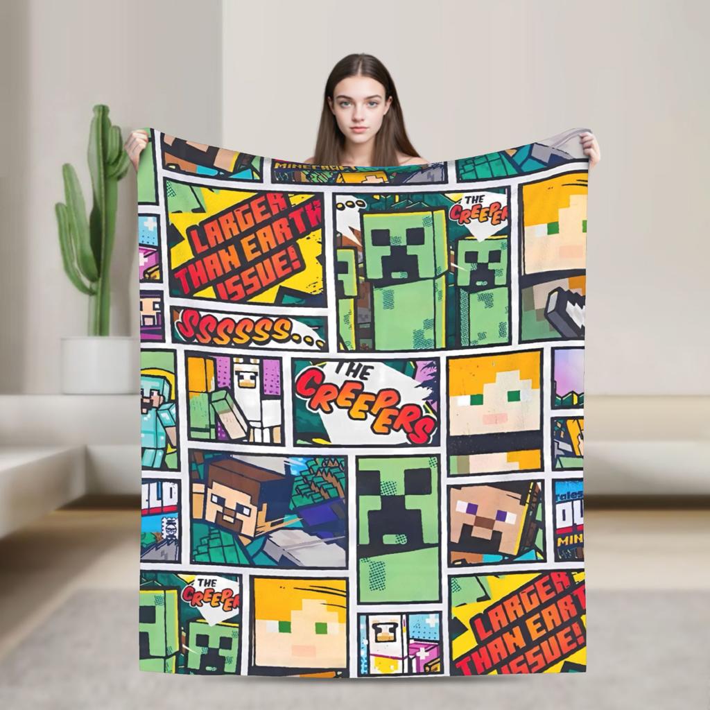Pig Pixel Game Blanket Quality Warm Soft  Throw Blanket Winter Picnic Couch Chair Sofa Bed Novelty Bedspread