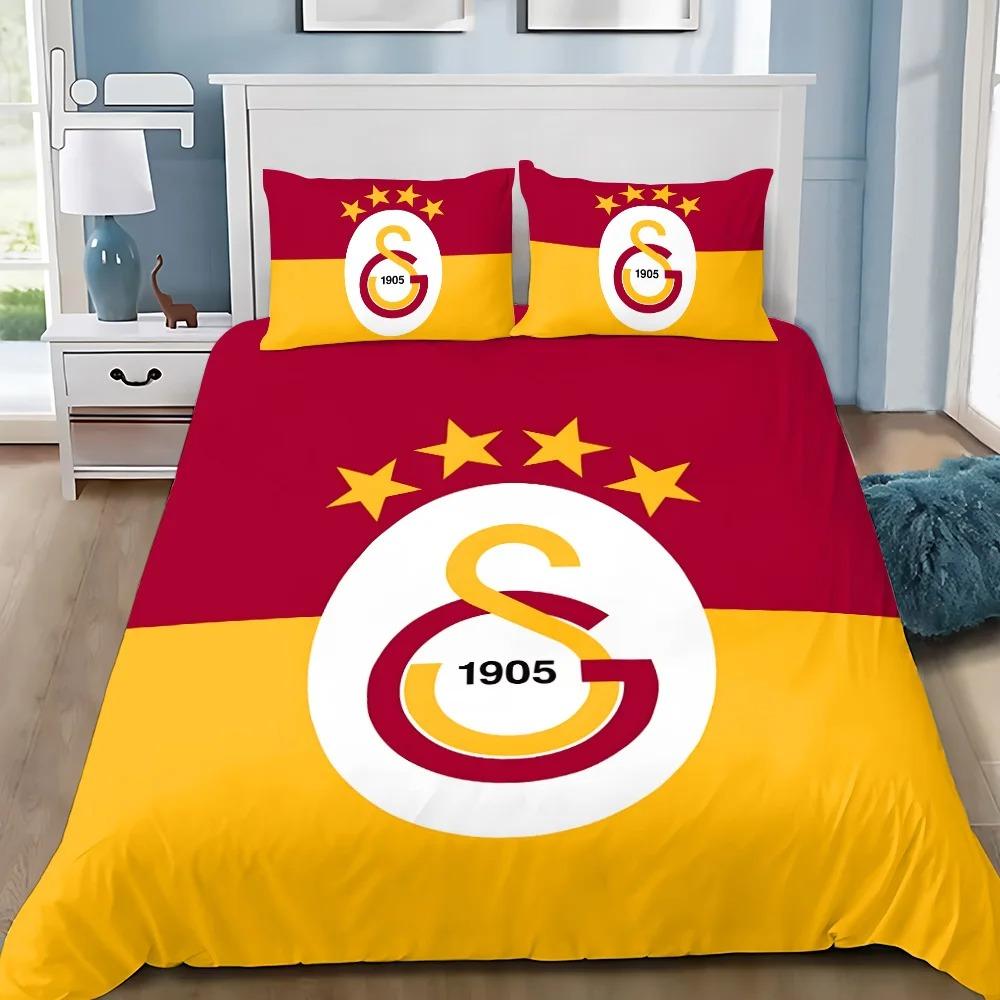 Galatasaray 3D Printed Bedding Set,Logo Football Club Duvet Cover Pillowcases for Adult Girl Boy Gift,Birthday Gift