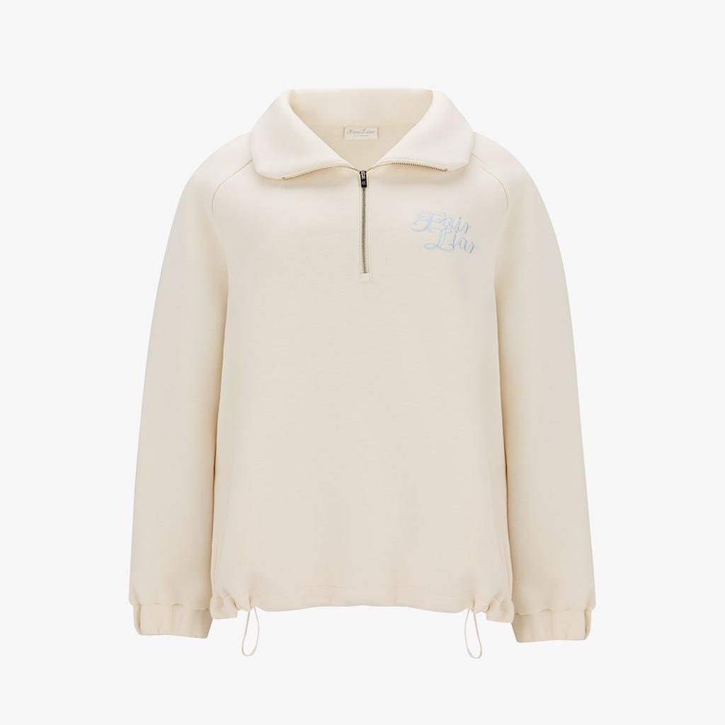 FAIRLIAR GOLF Loose Fit Zip-Up Pullover T-Shirt (Cream)