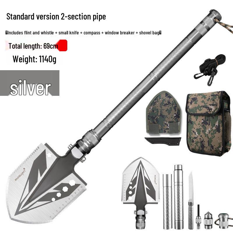 Multi-functional Outdoor Folding Shovel: Manganese Steel, Ideal for Camping, Fishing, Off-road Use, and Vehicle-mounted Tasks