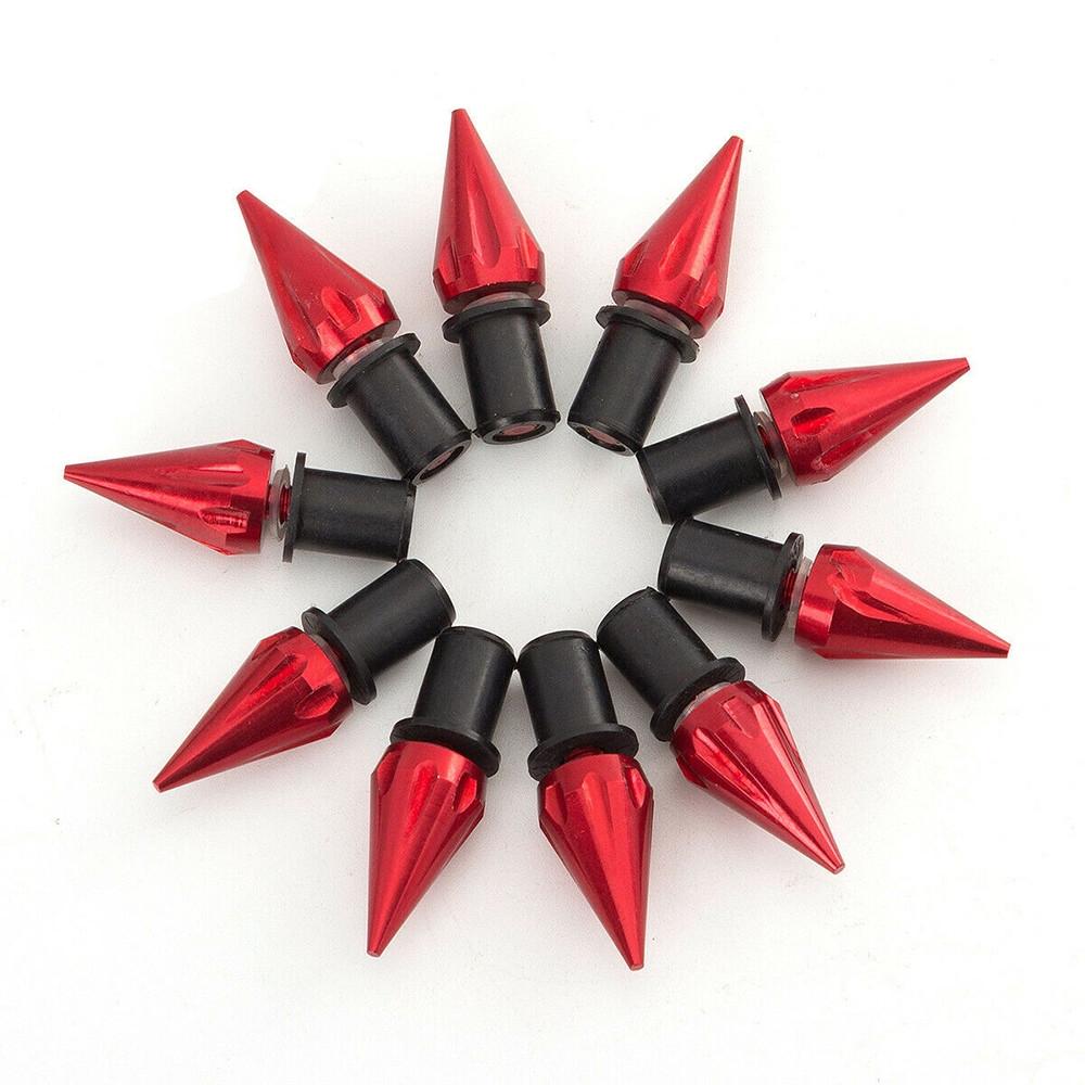 Universal/Red Motorcycle Spike Bolts Windscreen Fairings-License Plate M5 5mm
