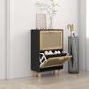 VidaXL Armoire à chaussures Noir 52x25x80 cm Bois d'ingénierie/rotin 345646
