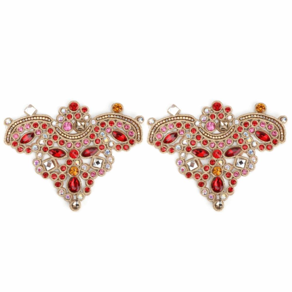 2pcs Sew On Design Rhinestone Applique Patches Beaded Applique Patches  For Clothing Accessories