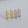 Premium Minimalist Gold Color Geometric Lock-Shaped Zircon Hoop Earrings Women's Personality Banquet Party Anniversary Jewelry