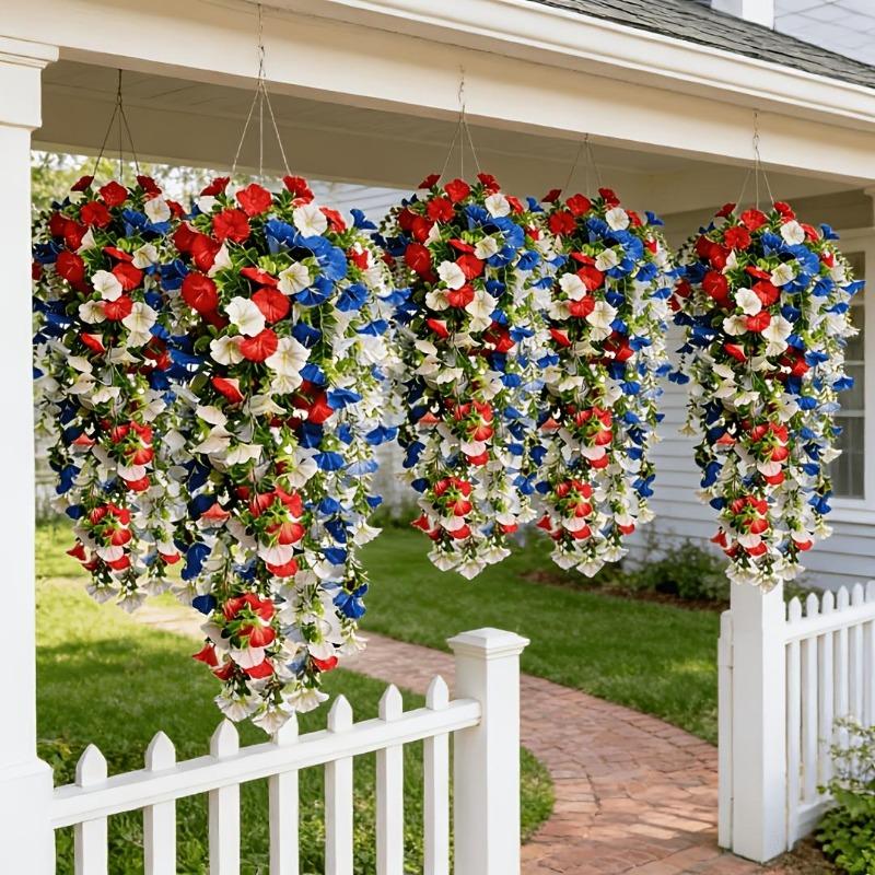 3 Pezzi Fiori di Campanella di Seta Rossi Bianchi Blu Rampicanti per Decorazione Giardino Matrimonio e Festa