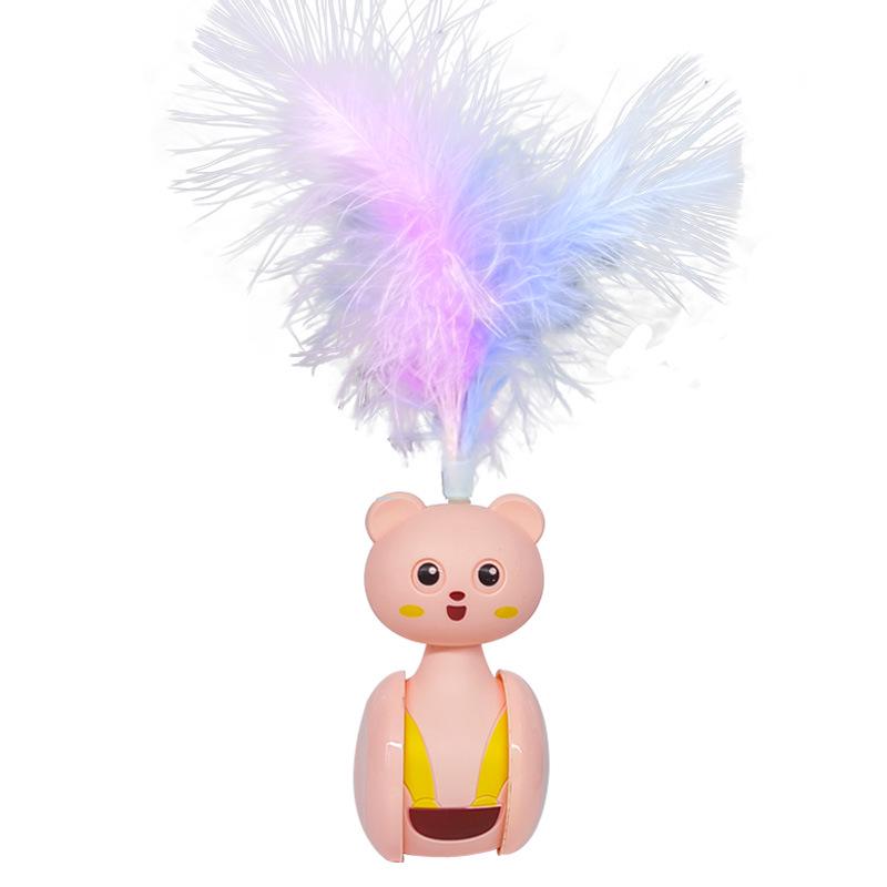 Cat Toy Tumbler: Kitten Self-Play Feather Teaser & Ping Pong Ball Wand for Boredom Relief