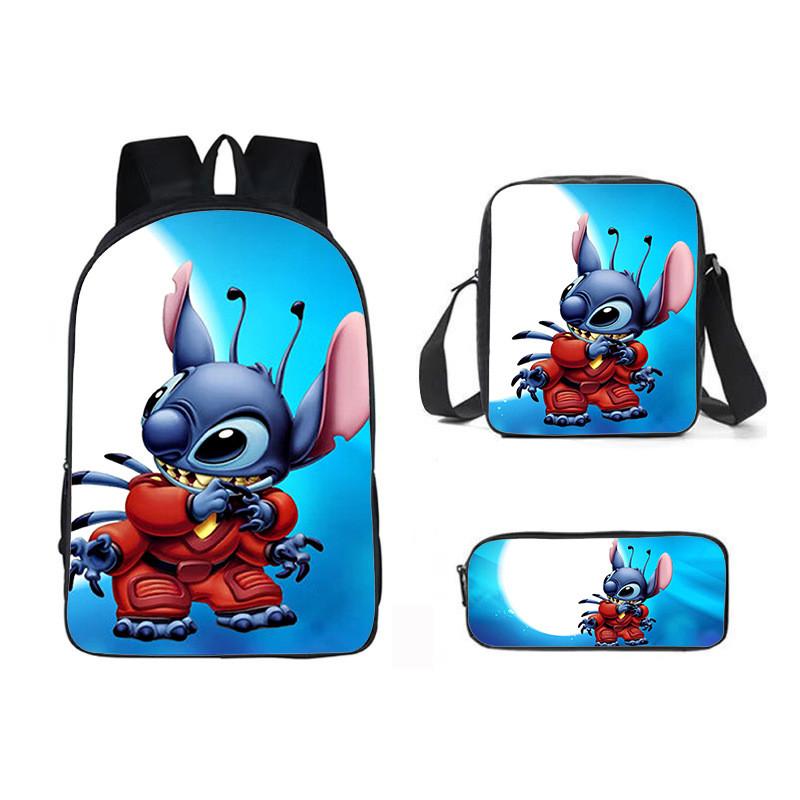 Stitch Cartoon Backpack For Kids Oxford Fabric Waterproof School Bag With Breathable Straps
