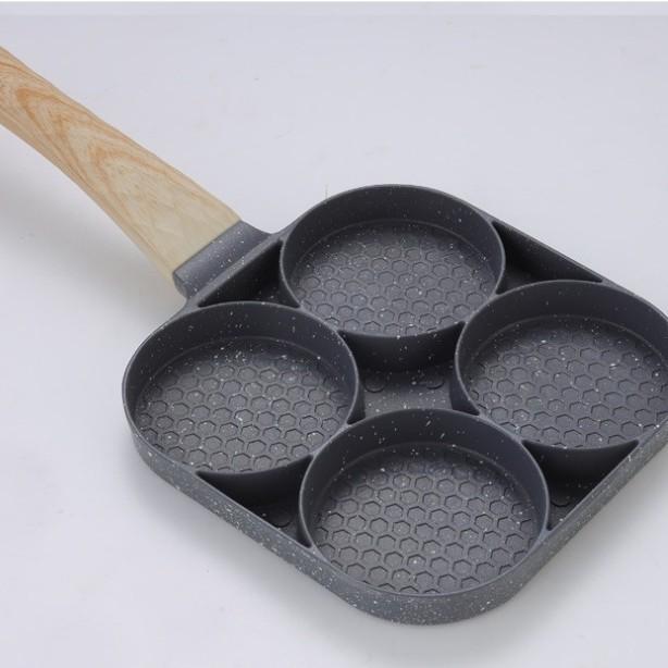 Maifanshi Four Hole Frying Pan Flat Bottomed Non Stick Steak Cooking Pots Egg Frying Pan Multifunctional Kitchens Accessories