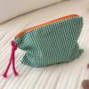 New Women Plaid Makeup Bag Large Capacity Cotton Zipper Pouch Purse Travel Clutch Makeup Bag Cosmetic Zipper Necessarie Feminina