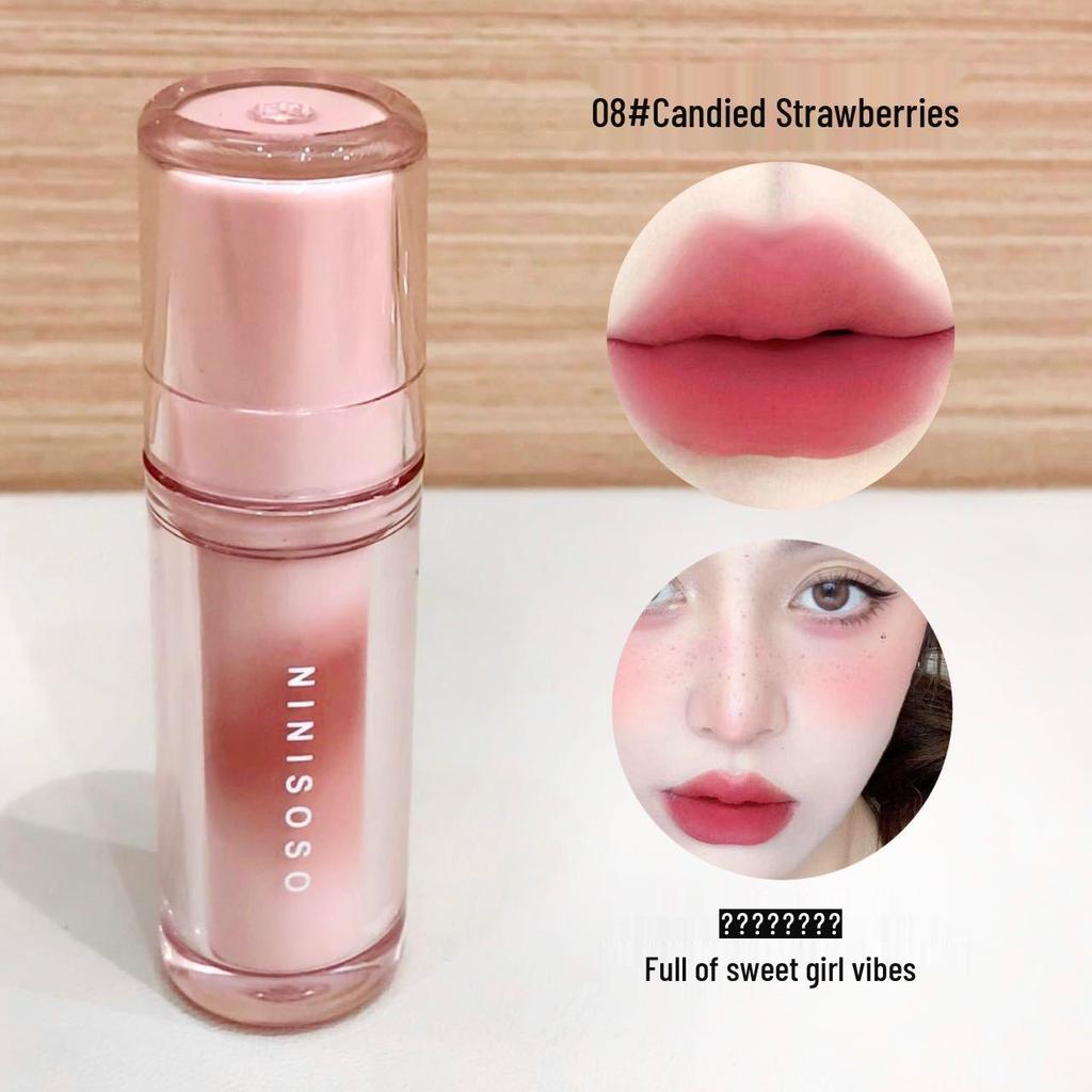 NINISOSO Tulle Mist Dot Soft Matte Lip Glaze - Pigmented Low Saturation Summer Light Makeup Lip Mud.