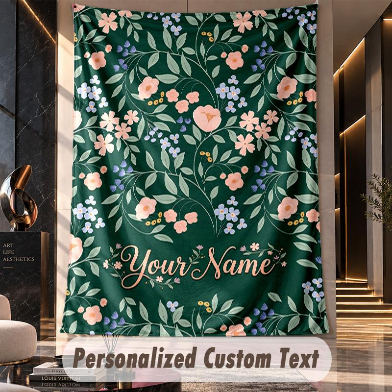 Floral Elegance 25 Theme Wall Tapestry Customized With Name Text Personalized Hanging Tapestry For Bedroom Living Room Decor