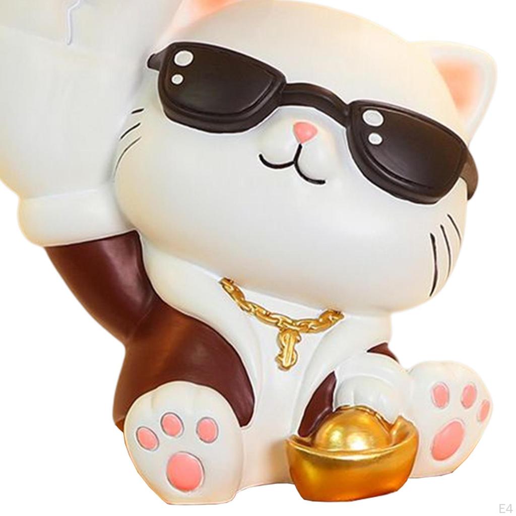 Chinese Style Cat Figurine Key Holder Claws Hand Resin Biscuit Candy Bowl Vanity Tray Bunny Statue