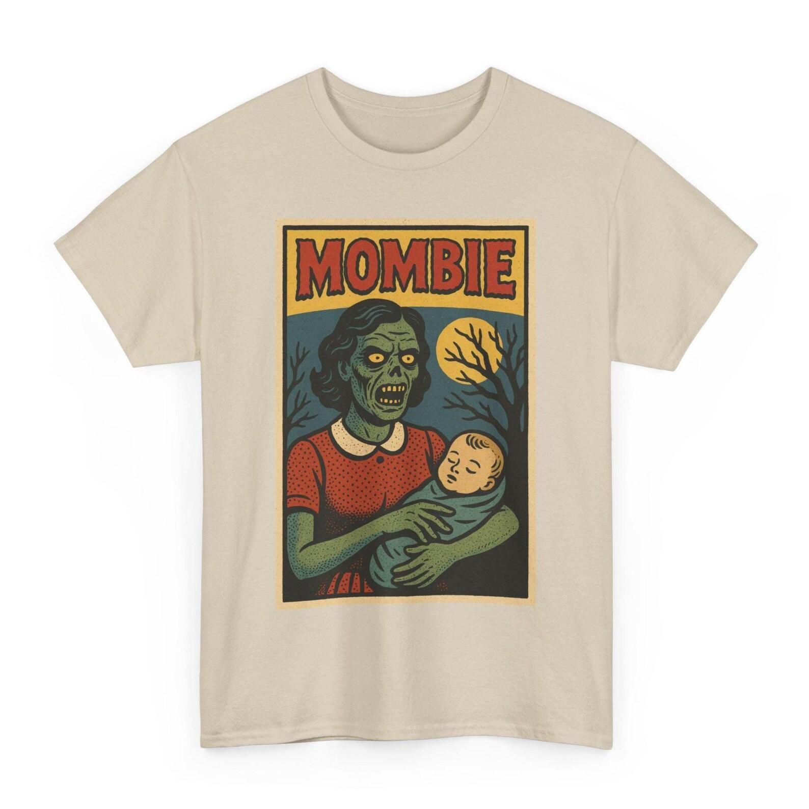 Mombie T-Shirt: Retro Comic, Funny Zombie Mom Life Halloween Tee L