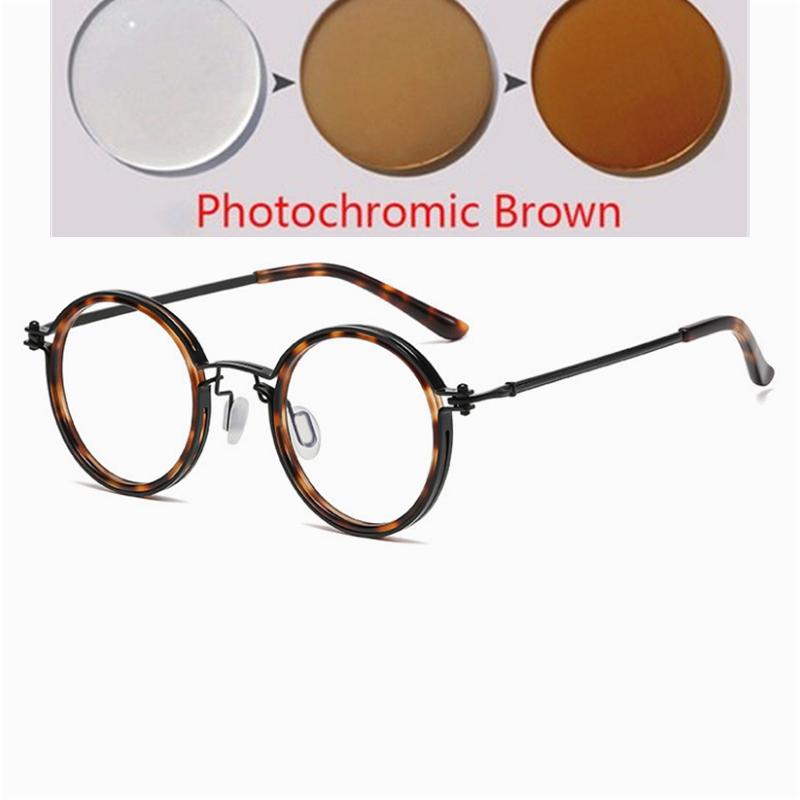 Anti Blue Rays Round Prescription Eyeglasses With Cylinder Brand Designer Metal Steampunk Nearsighted Glasses 0 -0.5 -0.75 To -6