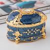 Elegant Oval Jewelry Box With Rhinestone Decor Zinc Alloy Gift Case Women Birthday Wedding Travel Souvenir Storage