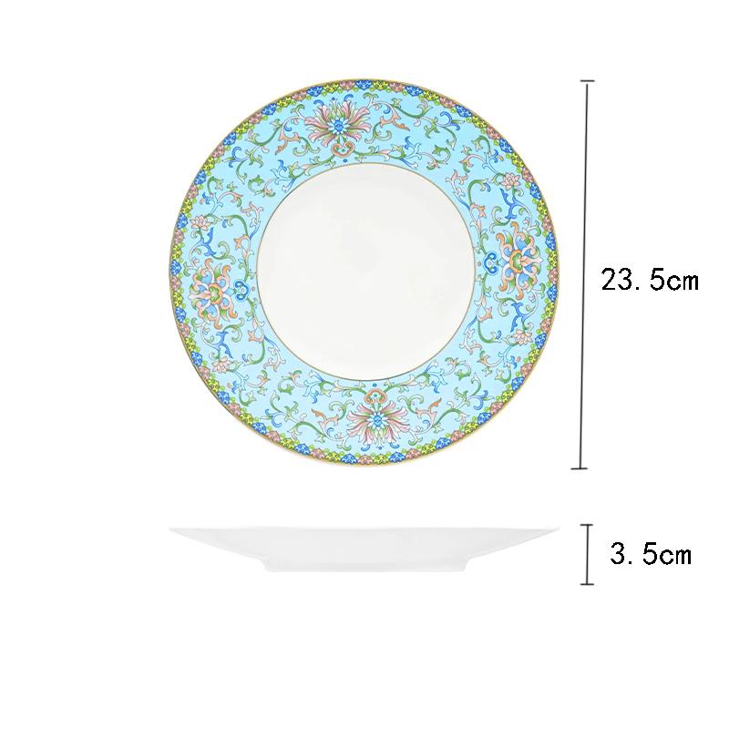 Keramikteller im Retro-Palaststil, kreativer runder Steak-Dessertteller, Luxushotel, exquisite Speiseteller, Haushaltsgeschirr