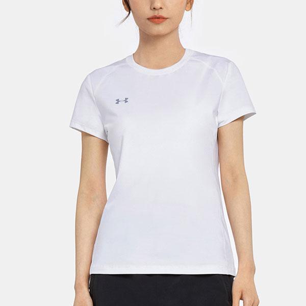 Under Armour Solid Color Breathable Fitness Training Pullover Printed Tight T-Shirt Women tops White 23500509-100
