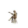 Bar Retrò Figura Bambola Chitarrista Donna Statua Ottone Vintage Modello Mini Figura Artigianale Ornamento da Scrivania Ufficio Decorazione Casa