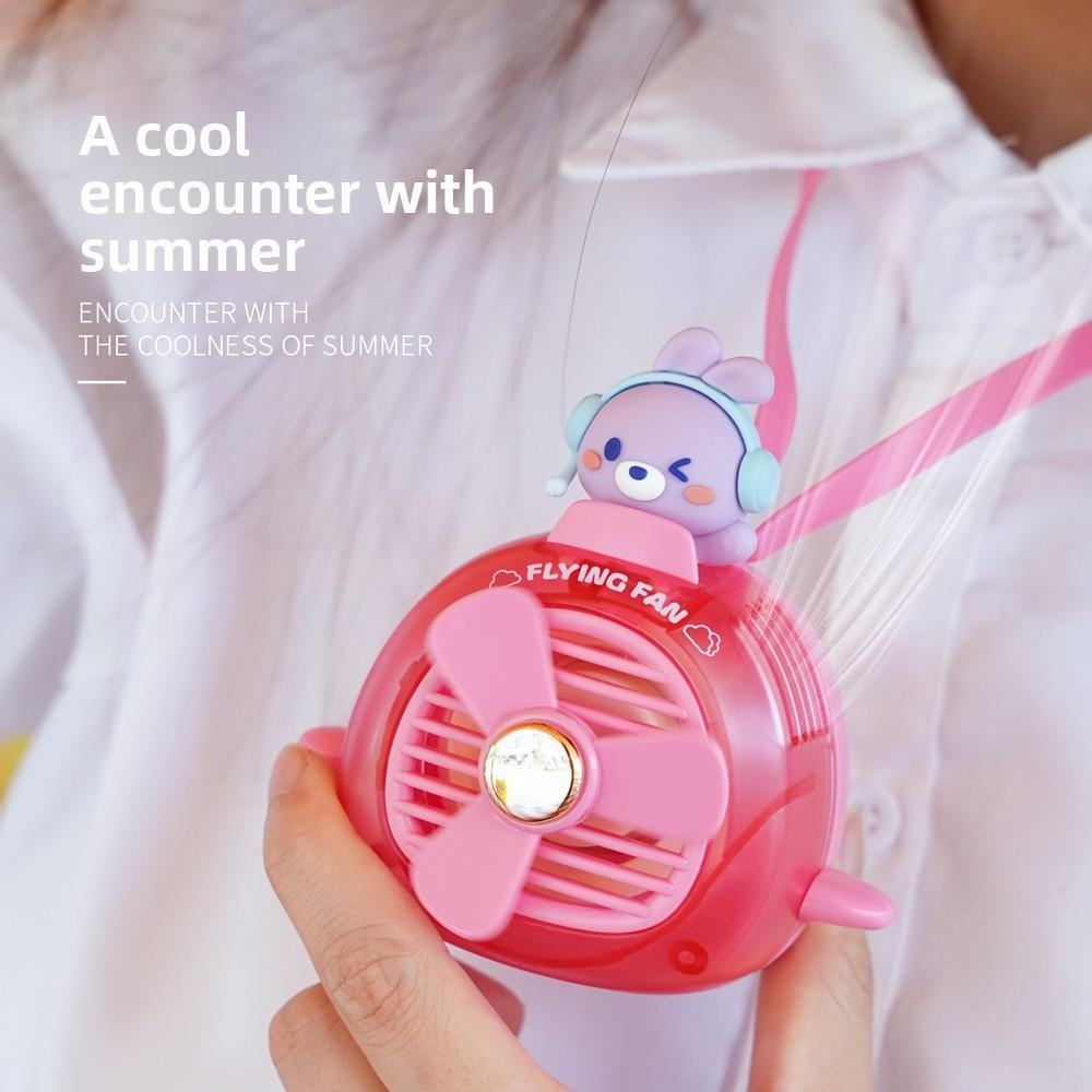Cartoon Neck Fan With Usb Rechargeable Noleaf Design For Kids Personal Cooling