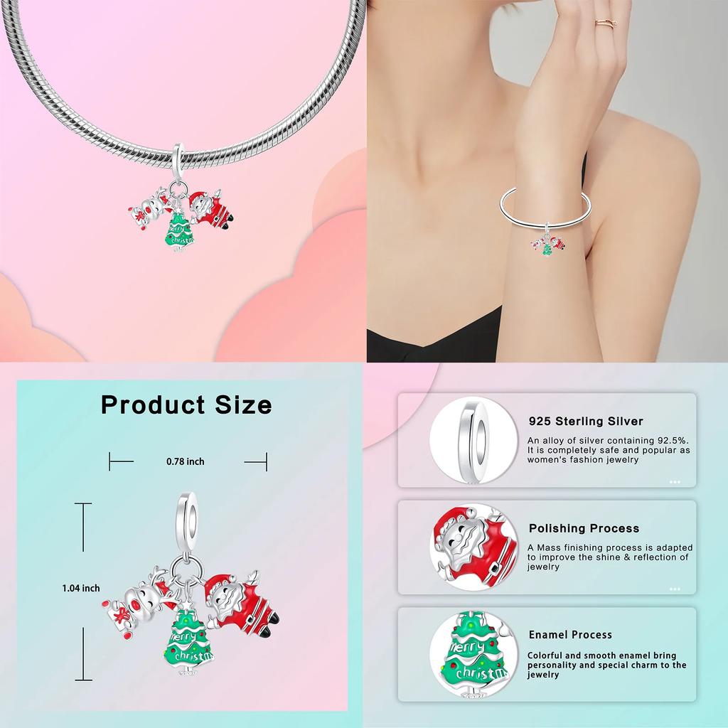 Copper Elk Bell Christmas Series Charms Fit Original 4Mm Aperture Bracelet Charm Beads Necklace Diy Female Jewelry