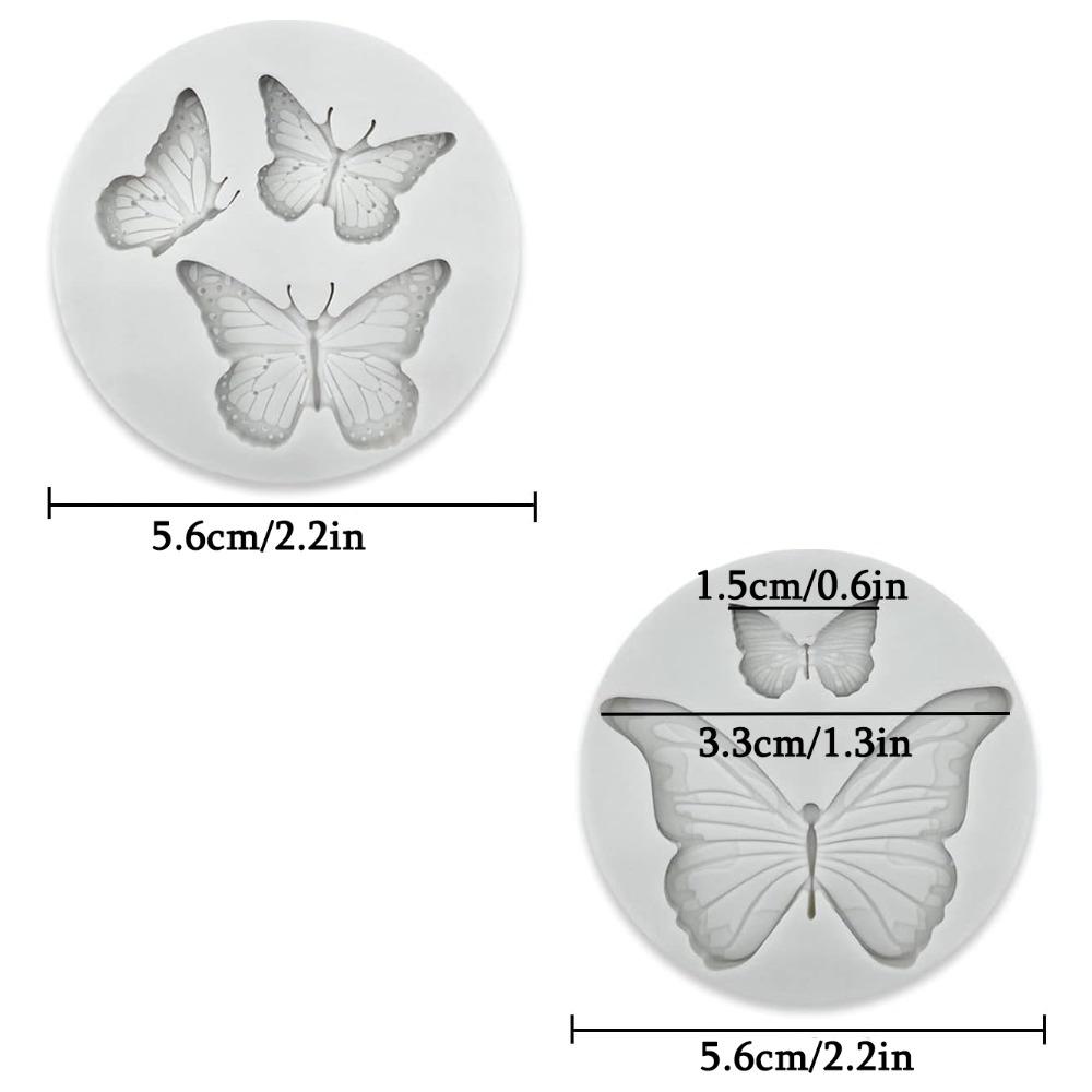 5pcs Butterfly Rose Flower Stems Birds Blossoms Silicone Fondant Mold Crafting DIY Projects and Cake Decoration Silicone Mold Baking Mold