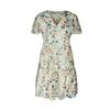 Spring Autumn Floral Print Loose Dress for Women Chic V Neck Short Sleeve Fashion Sizes S-XL