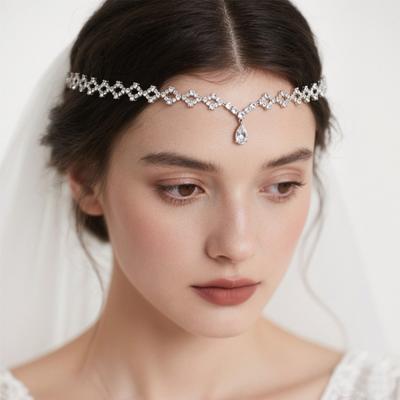 Water Drop Forehead Chain Female Simple Exotic Princess Elegant Temperament Rhinestones Hair Bride Wedding Headwear
