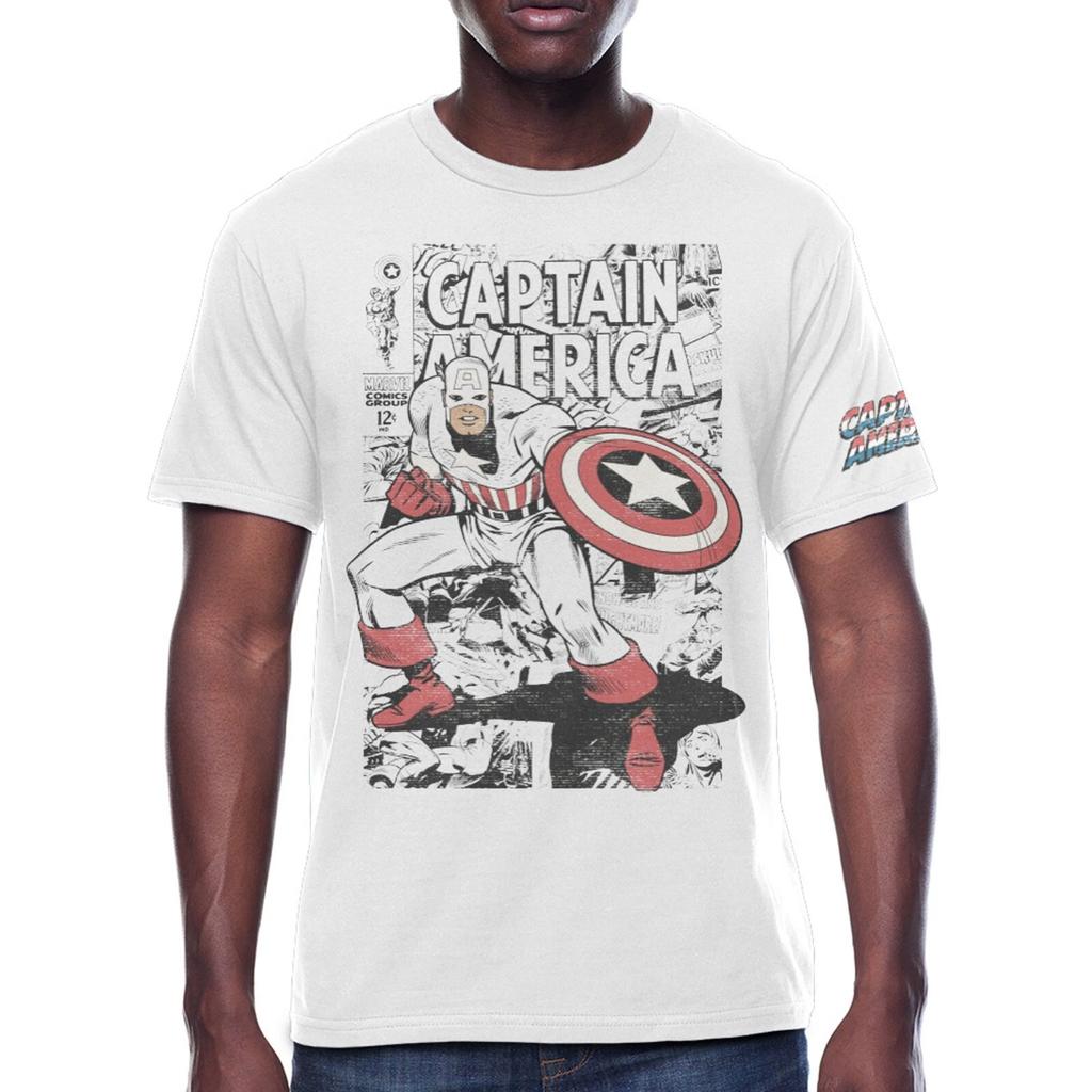 Marvel Captain America Mens Comic Book Graphic White Shirt New S-2XL