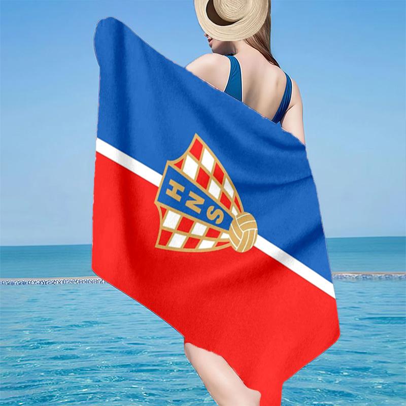 Kroatisches Fußball-Emblem Mikrofaser Strandtuch, Leicht und Schnelltrocknend, für Sommerreisen, Strand-Essential, Schwimmbad