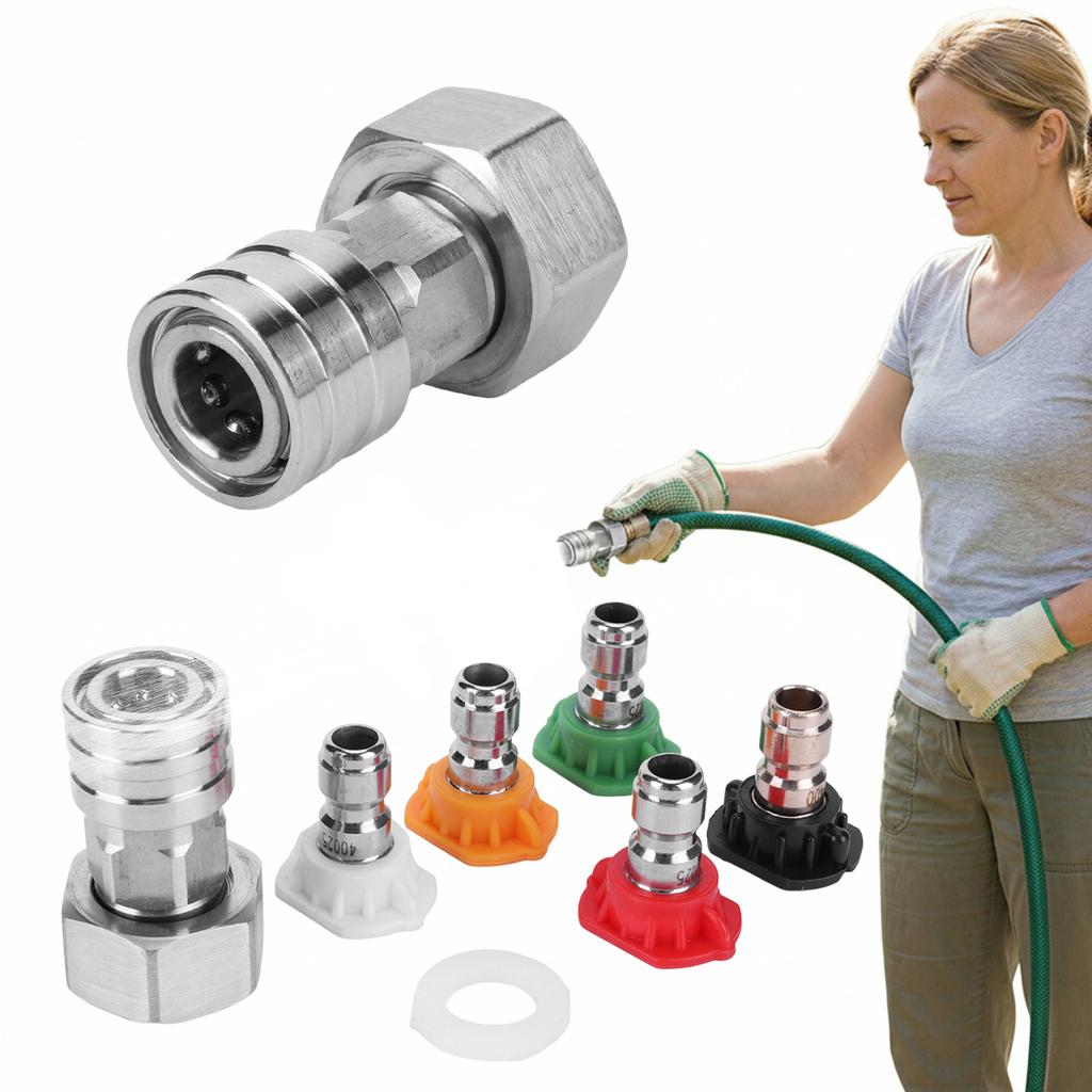 3/4 GHT To 1/4 Quick Connector Stainless Steel Leak-Proof Adapter Convert Water Hose To Power Washer Connector