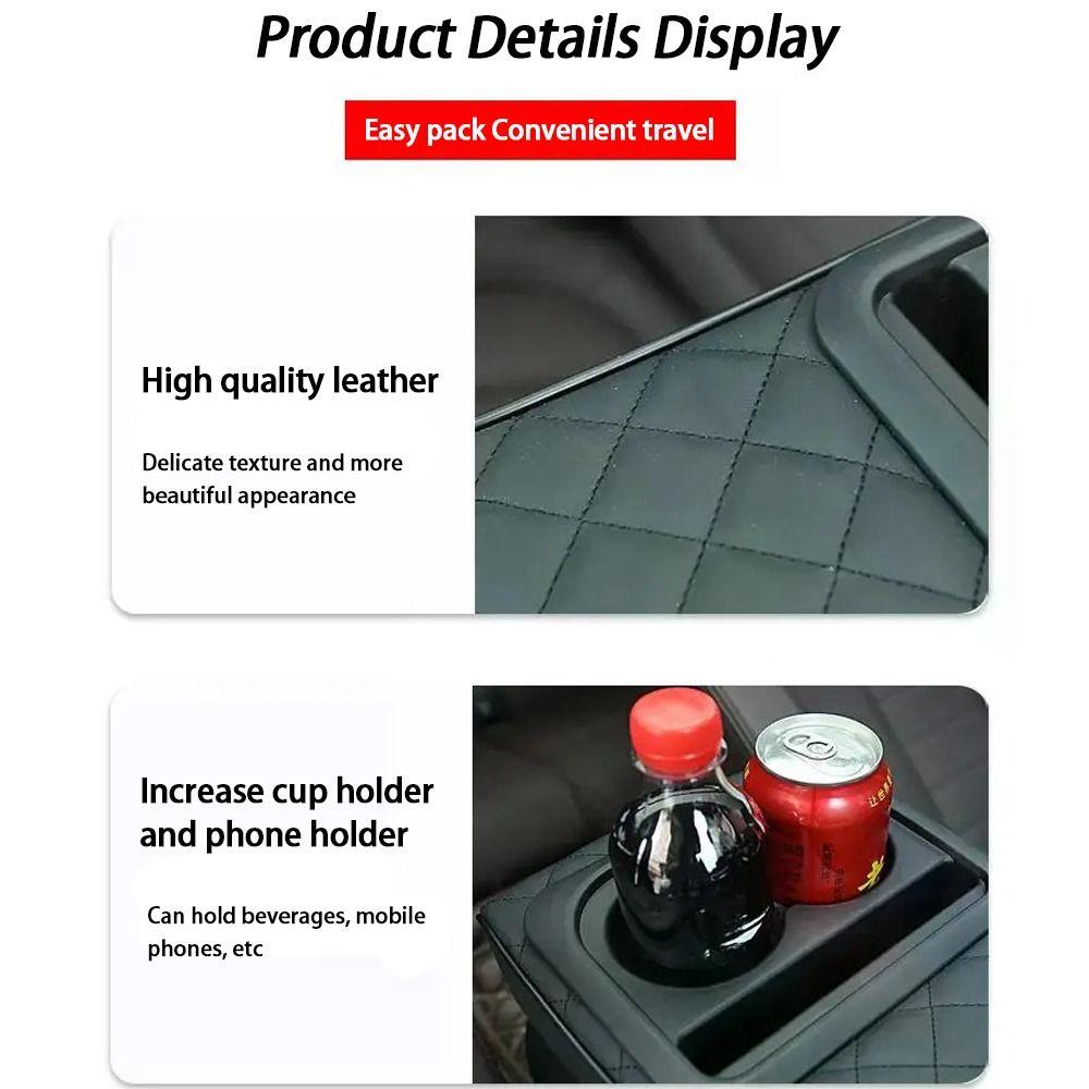 With Cup Holder Center Console Armrest Cushion PU Leather Car Armrest Pillow Universal