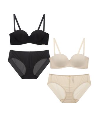 Wondeobeula [2Pack] Daily Half-Cup Bra And Panty Set