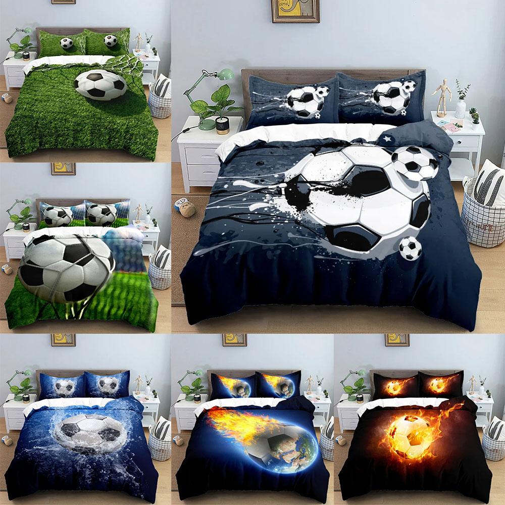 Football Bedding Sets Bed Cover Comforter Duvet Cover Pillow Case 2-3 Pieces Sets Sports Boy Kids Adult Bedroom Decoration