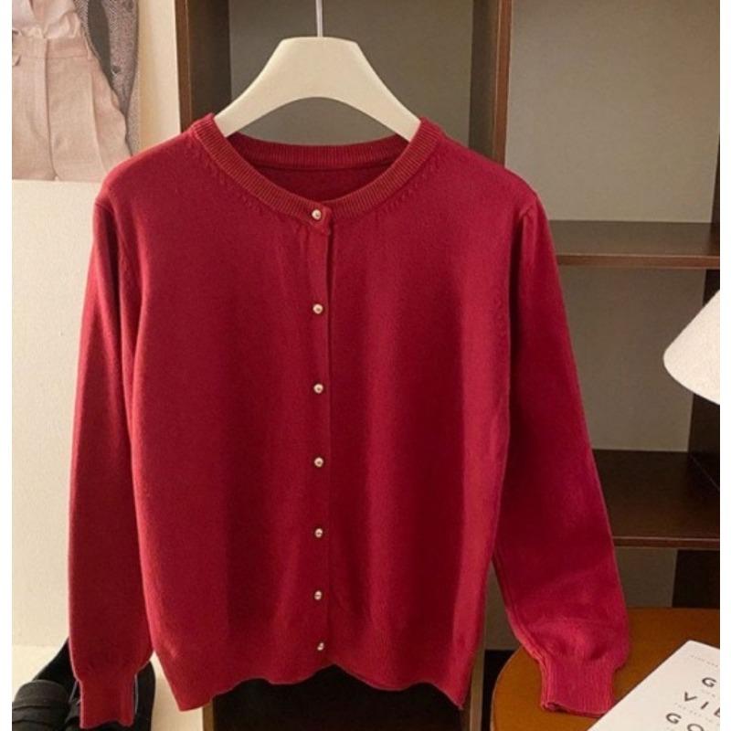Neuer grauer Strick-Cardigan Damen Herbst Außen-Design Pulloverjacke Frühherbst Dünn Langarm-Oberteil Damen