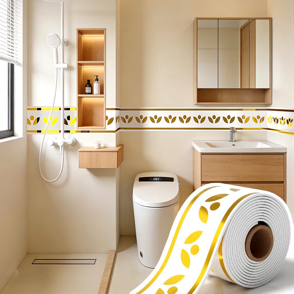 Thickened Waterproof PVC Self-Adhesive Tile-Look Baseboard Sticker
